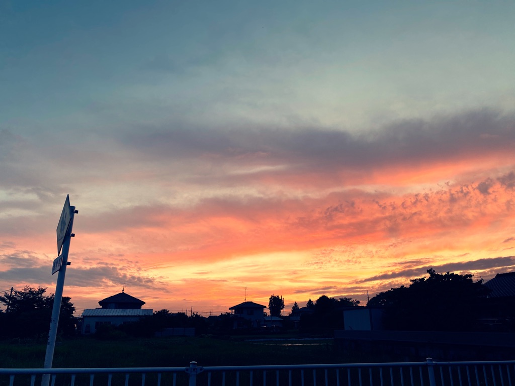 20200718綺麗な夕焼け_たまには自撮りもお休み
